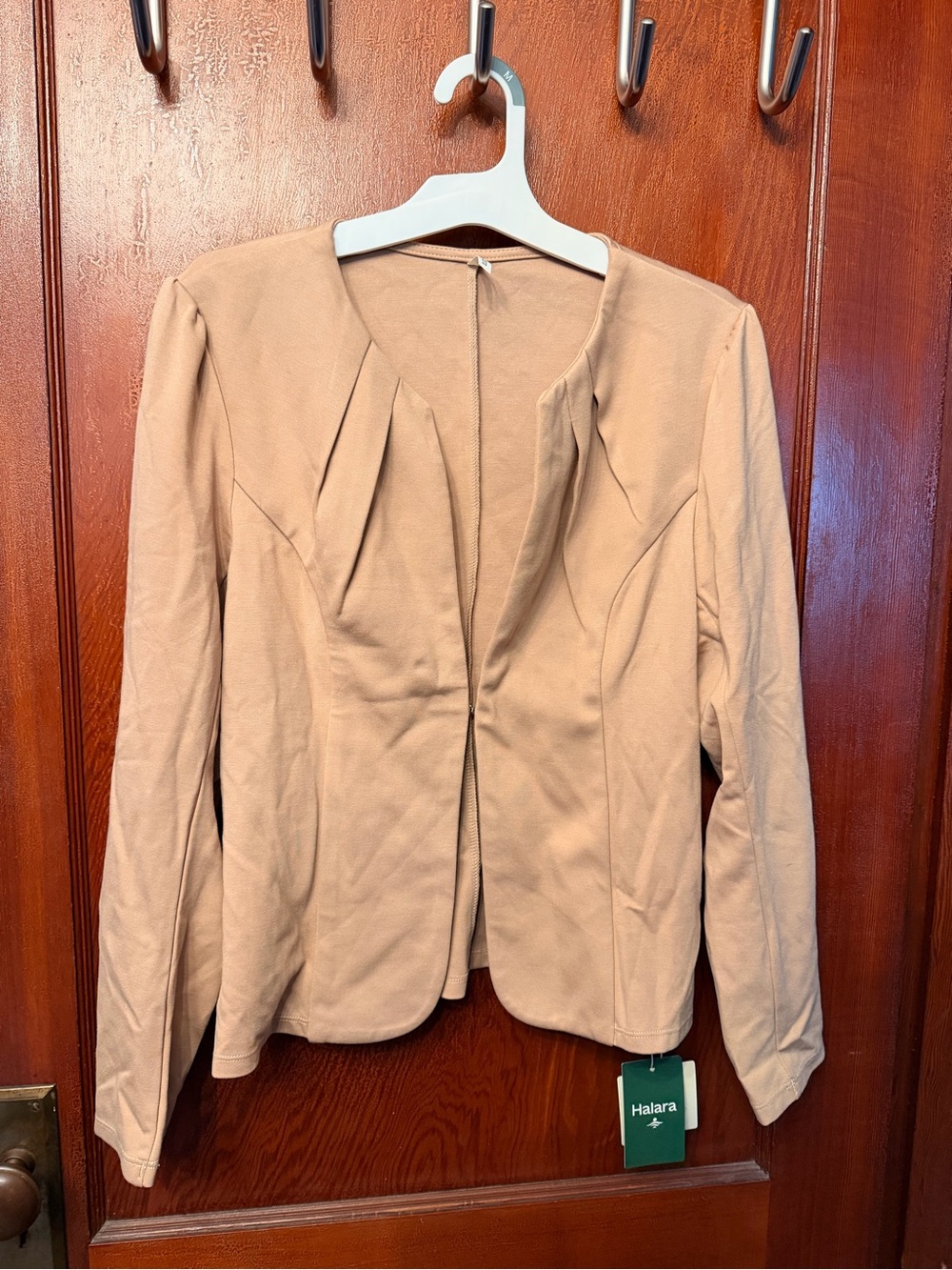 HALARA Women's Tan Open-Front Blazer